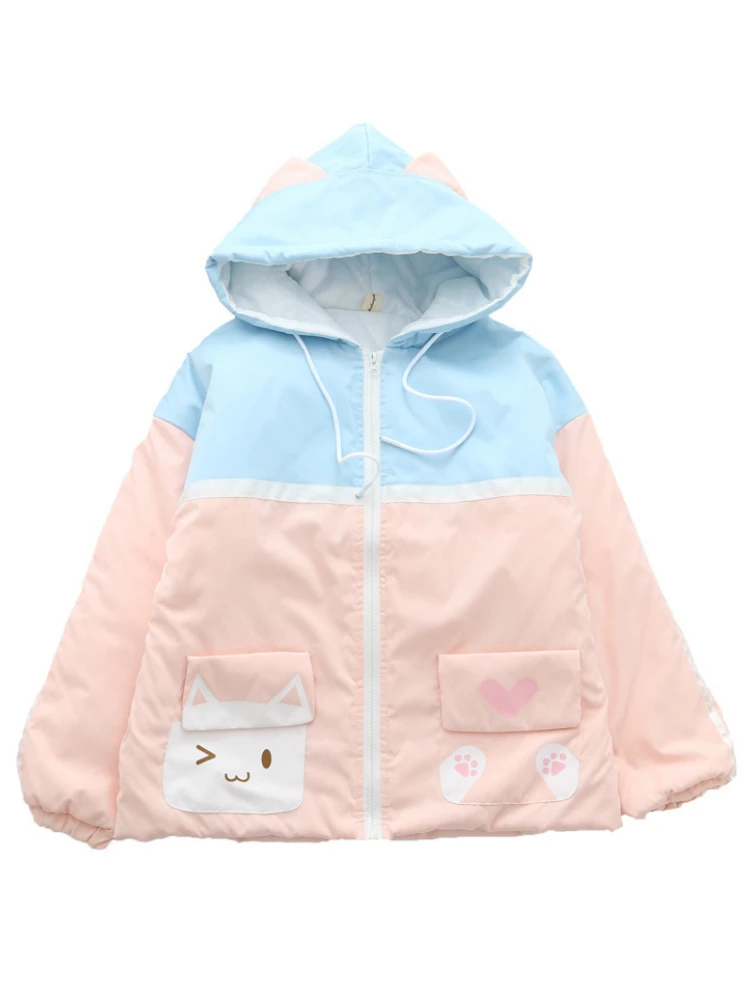 Women's Cartoon Print Harajuku Thick Cotton Coat Patchwork Jackets Autumn Winter Long Sleeve Hooded Thicken Warm Parkas
Women's Cartoon Print Harajuku Thick Cotton Coat Patchwork Jackets Autumn Winter Long Sleeve Hooded Thicken Warm Parkas