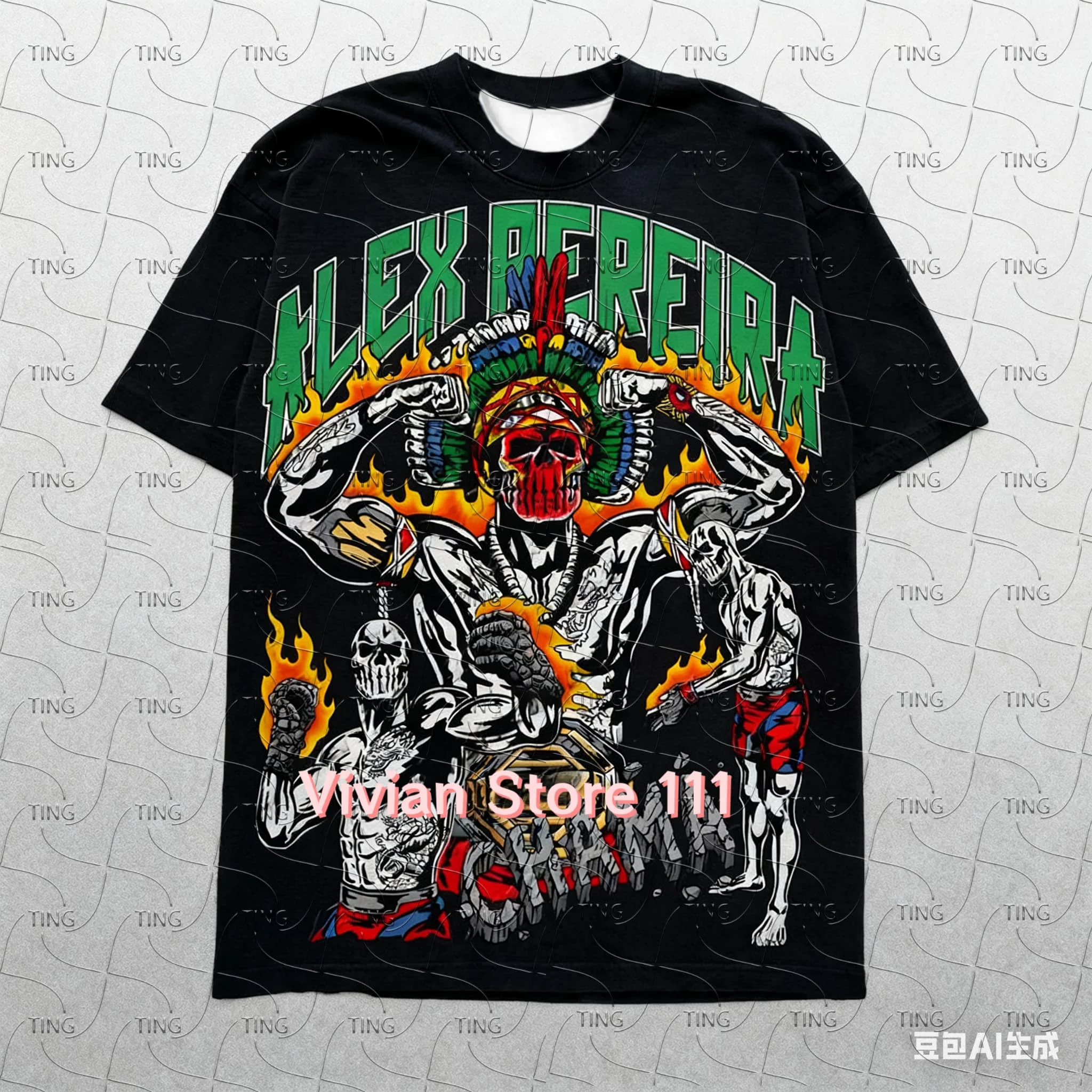 New Alex Pereira Black Skull Printed T-shirt Christmas Party Couple Round Neck Oversized Breathable Quick Drying Top
New Alex Pereira Black Skull Printed T-shirt Christmas Party Couple Round Neck Oversized Breathable Quick Drying Top