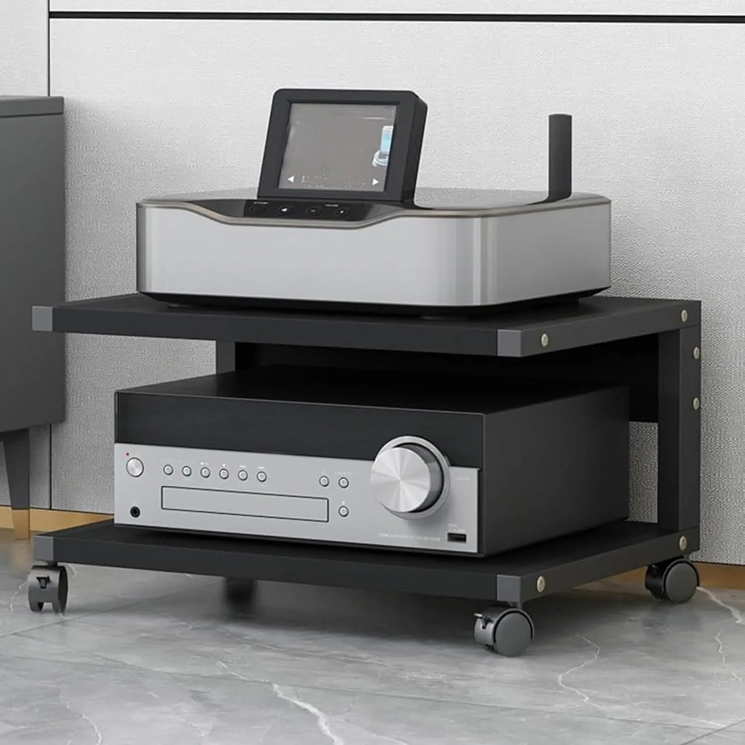 2-Tier AV Media Stand Audio Rack Tower Stereo Cabinet, Audio-Video Shelving with Wheels, Game Console Entertainment, Customized
2-Tier AV Media Stand Audio Rack Tower Stereo Cabinet, Audio-Video Shelving with Wheels, Game Console Entertainment, Customized