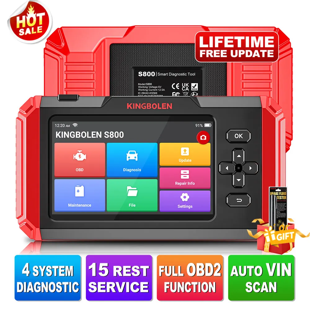 KINGBOLEN S800 5-дюймовый автомобильный диагностический инструмент полный OBD2 сканер 4 система 15 сбросов обслуживание SRS ABS ENG TCM Пожизненное бесплатное обновление
KINGBOLEN S800 5-дюймовый автомобильный диагностический инструмент полный OBD2 сканер 4 система 15 сбросов обслуживание SRS ABS ENG TCM Пожизненное бесплатное обновление