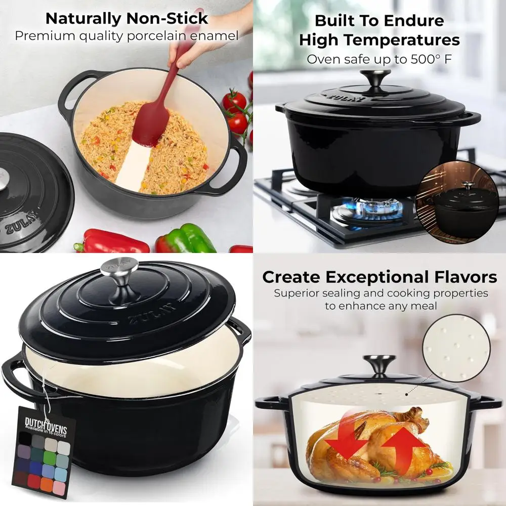 Enameled Cast Iron Dutch Oven Pot, 7.7 Quart, Oven Safe to 500°F, Ideal for Bread Baking, Stews, Braising, Roasting - Heavy Duty
Enameled Cast Iron Dutch Oven Pot, 7.7 Quart, Oven Safe to 500°F, Ideal for Bread Baking, Stews, Braising, Roasting - Heavy Duty