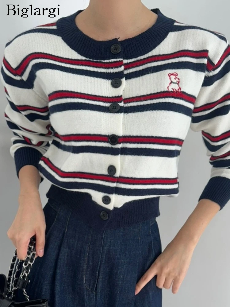Knitted Autumn Pullover Sweater Women Dog Embroidery Striped Print Modis Sweet Ladies Cardigans Korean Style Woman Sweater Tops
Knitted Autumn Pullover Sweater Women Dog Embroidery Striped Print Modis Sweet Ladies Cardigans Korean Style Woman Sweater Tops
