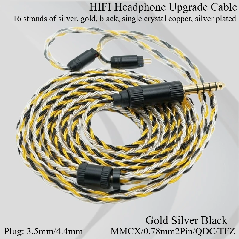HIFI Earphone Upgrade Line IEM MMCX 0.78mm2Pin QDC TFZ 16-strand Single Crystal Copper Silver Plated Braided Wired Earphone
HIFI Earphone Upgrade Line IEM MMCX 0.78mm2Pin QDC TFZ 16-strand Single Crystal Copper Silver Plated Braided Wired Earphone