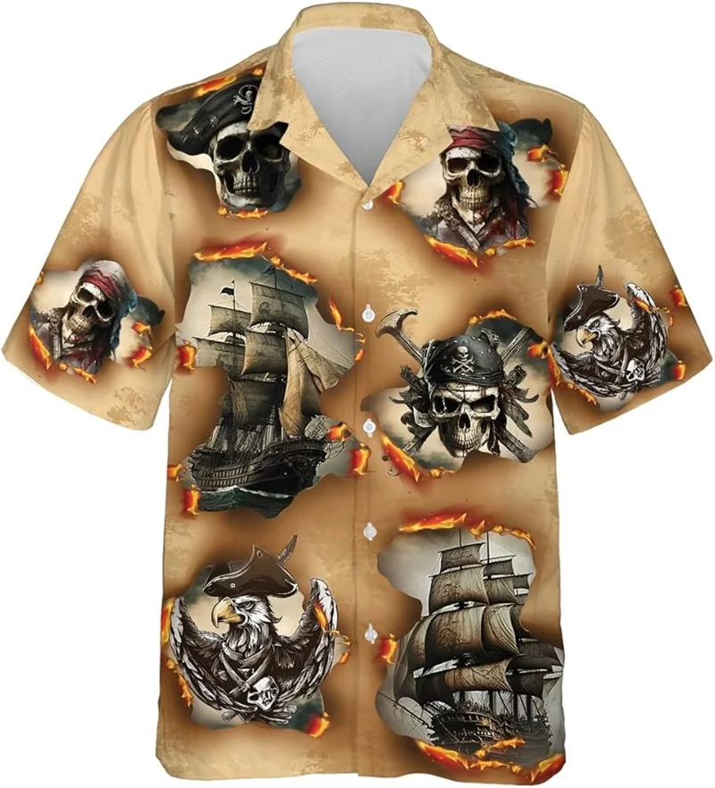 Fashion Skull Pirate Hawaiian Shirts For Men Summer Casual Short Sleeve Button Down Aloha Beach Shirt Men's Surfing Shirt Top
Fashion Skull Pirate Hawaiian Shirts For Men Summer Casual Short Sleeve Button Down Aloha Beach Shirt Men's Surfing Shirt Top