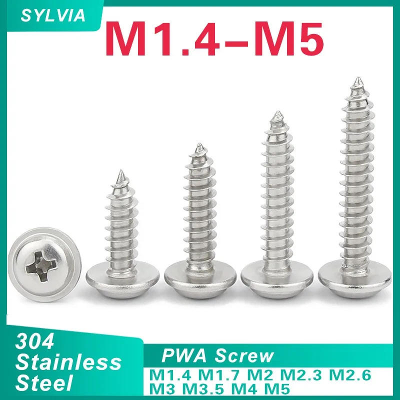 20/ 50/ 100/ 200pcs M1.4 M1.7 M2.6 M3- M5 304 Stainless Steel Cross Phillips Pan Round Head W/ Washer Collar Self-tapping Screw
20/ 50/ 100/ 200pcs M1.4 M1.7 M2.6 M3- M5 304 Stainless Steel Cross Phillips Pan Round Head W/ Washer Collar Self-tapping Screw