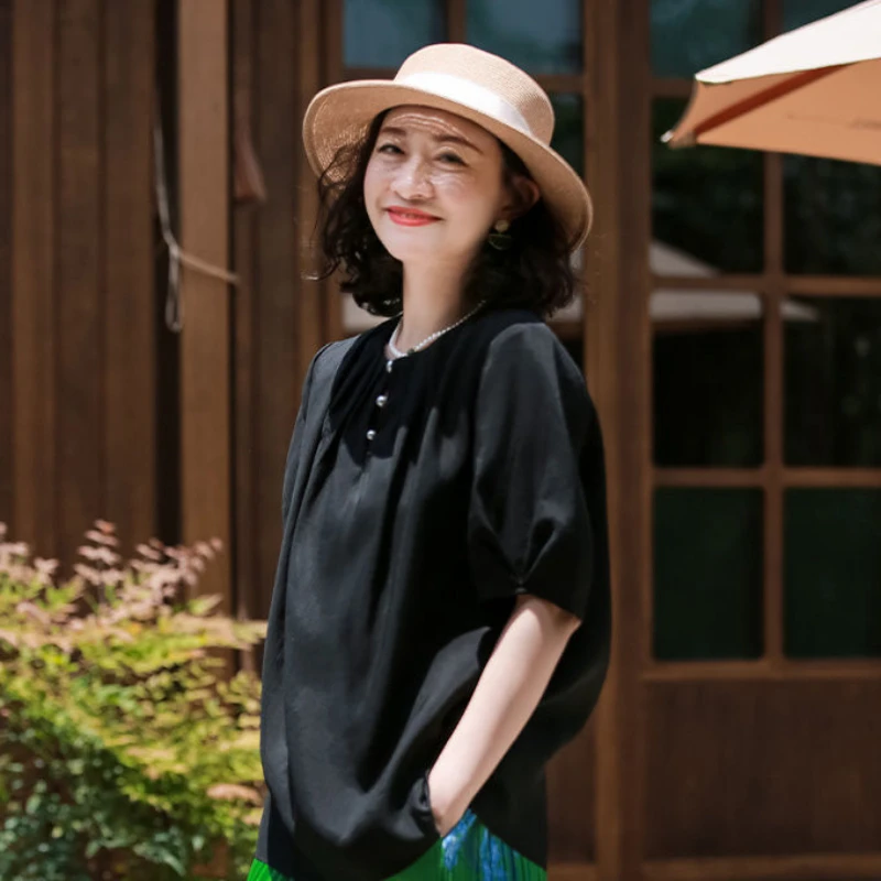 New Chinese Summer Elegant Pearl Shirt Fashionable Top Sun Protection Short Sleeves
New Chinese Summer Elegant Pearl Shirt Fashionable Top Sun Protection Short Sleeves