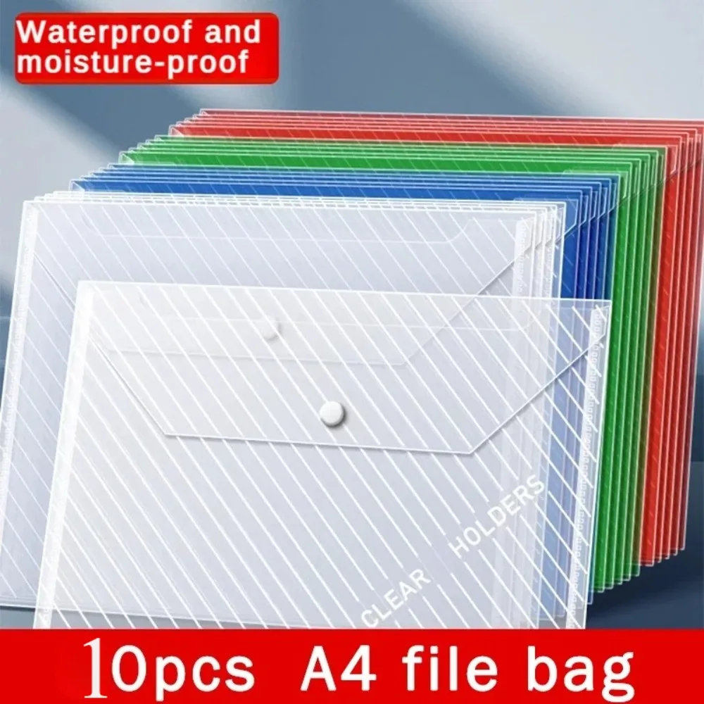10pcs Thick A4 File Bag Pocket Folders Transparent Plastic Snap Closure Test Paper Document Bag Student Office Stationery
10pcs Thick A4 File Bag Pocket Folders Transparent Plastic Snap Closure Test Paper Document Bag Student Office Stationery