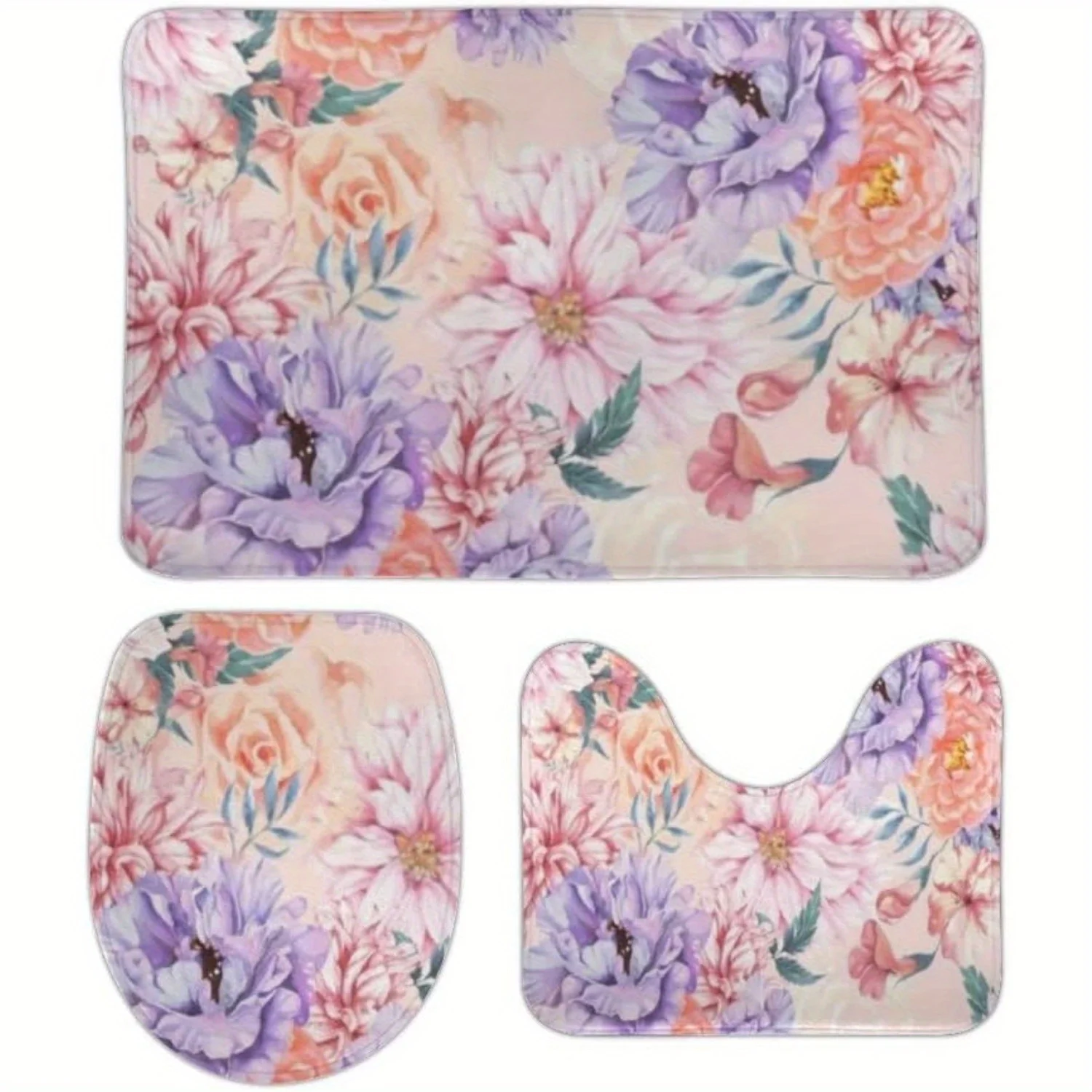 Набор из трех ковров для ванной комнаты для телевизоров с акварельными цветами, как хризантемы, розы и пионы, включая анти-слоль
Набор из трех ковров для ванной комнаты для телевизоров с акварельными цветами, как хризантемы, розы и пионы, включая анти-слоль