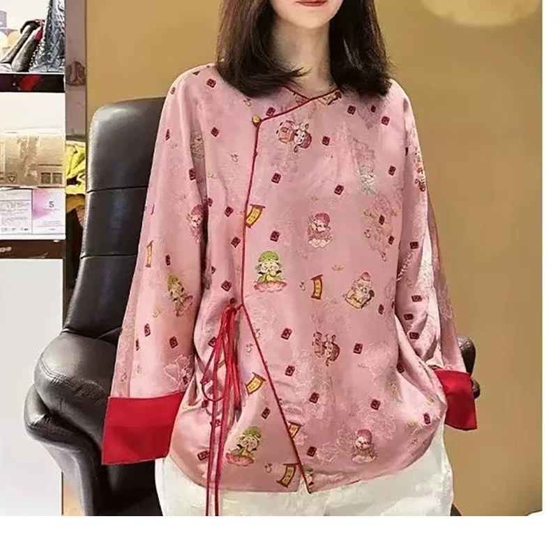 High Quality Spring and Summer New Round Neck Rayon Printed Lace Up Top Fashion Contrastive Color Cuff Women's Shirt S-XL
High Quality Spring and Summer New Round Neck Rayon Printed Lace Up Top Fashion Contrastive Color Cuff Women's Shirt S-XL