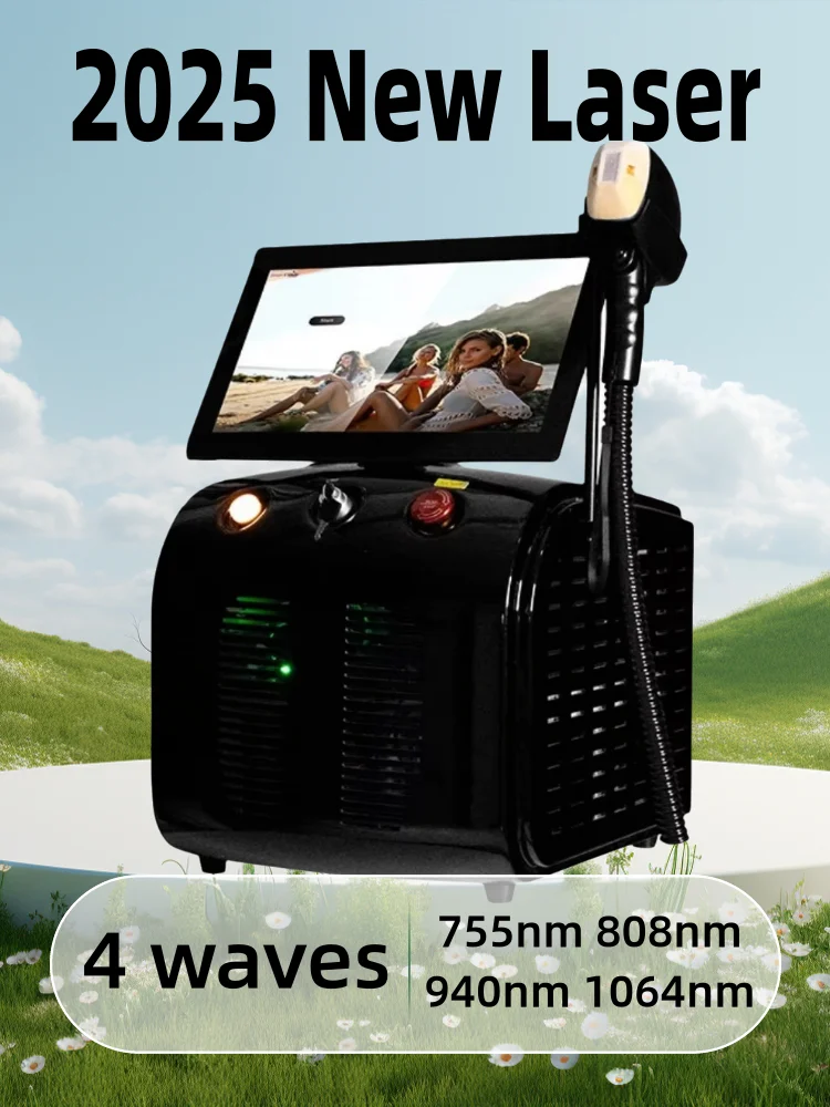 Painless Skin Rejuvenation Diode Laser Hair Removal Machine, Classic Black, 4 Wavelengths: 808nm, 755nm, 940nm, 1064nm
Painless Skin Rejuvenation Diode Laser Hair Removal Machine, Classic Black, 4 Wavelengths: 808nm, 755nm, 940nm, 1064nm