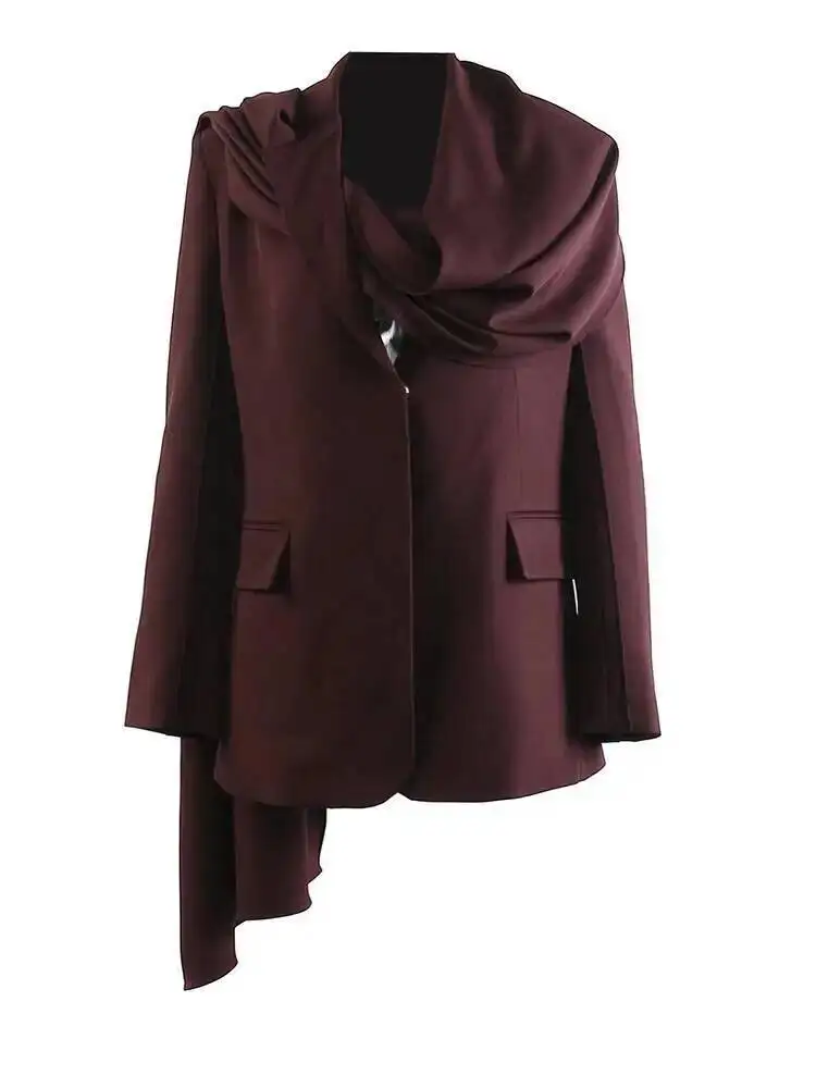 Wine Red Women Irregular Elegant Big Size Blazer New Scarf Collar Long Sleeve Jacket Fashion Spring Autumn 2026 7I8E
Wine Red Women Irregular Elegant Big Size Blazer New Scarf Collar Long Sleeve Jacket Fashion Spring Autumn 2026 7I8E