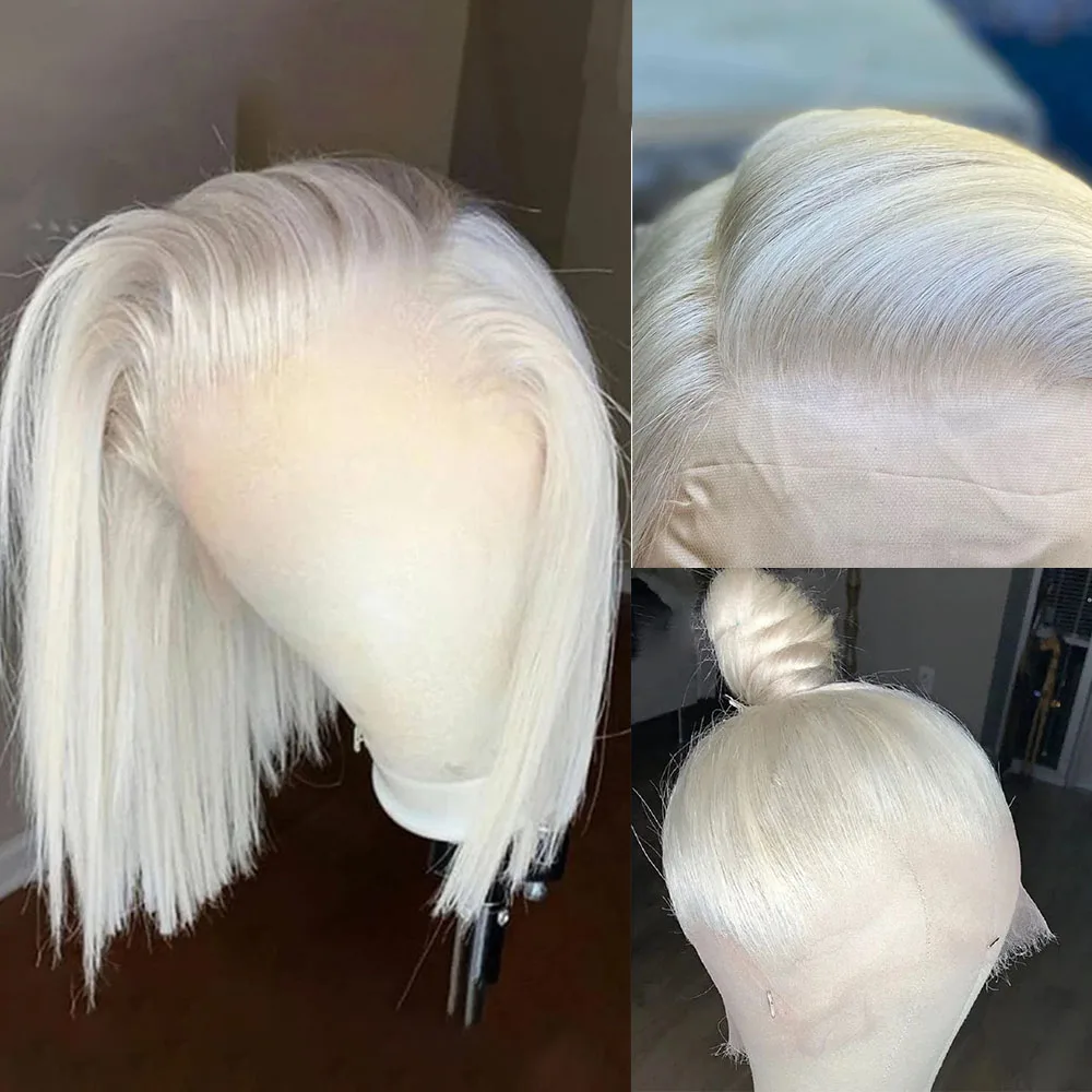 Glueless Short Straight Bob Wigs 14inch Platiumn Blonde HD Transparent Lace Frontal Wig Pre Plucked High Density Synthetic
Glueless Short Straight Bob Wigs 14inch Platiumn Blonde HD Transparent Lace Frontal Wig Pre Plucked High Density Synthetic