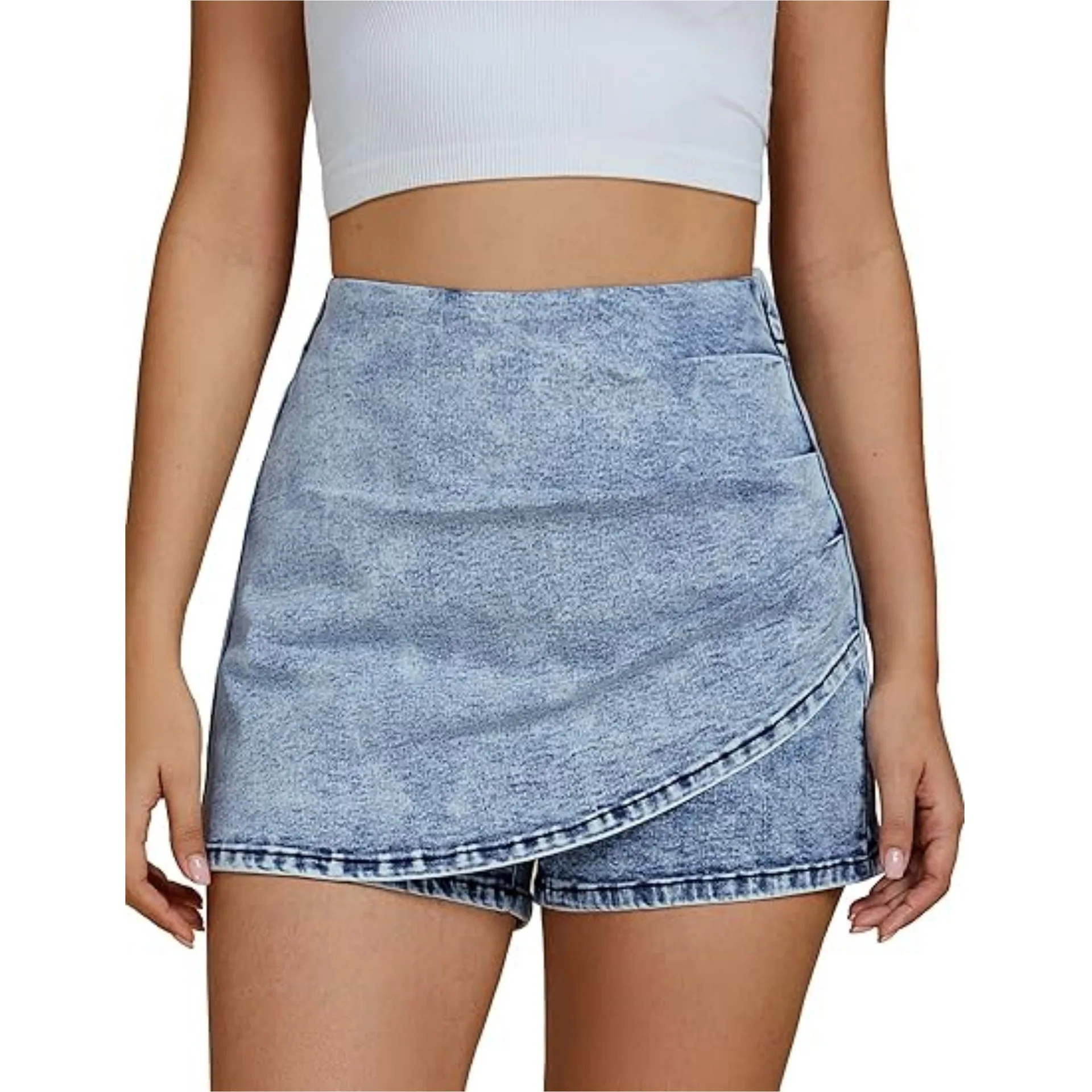 2026 Summer New Women's High Waist Denim Skirt Overlay Shorts Fashion Casual Stretch Asymmetrical Wrap Skirt Streetwear
2026 Summer New Women's High Waist Denim Skirt Overlay Shorts Fashion Casual Stretch Asymmetrical Wrap Skirt Streetwear