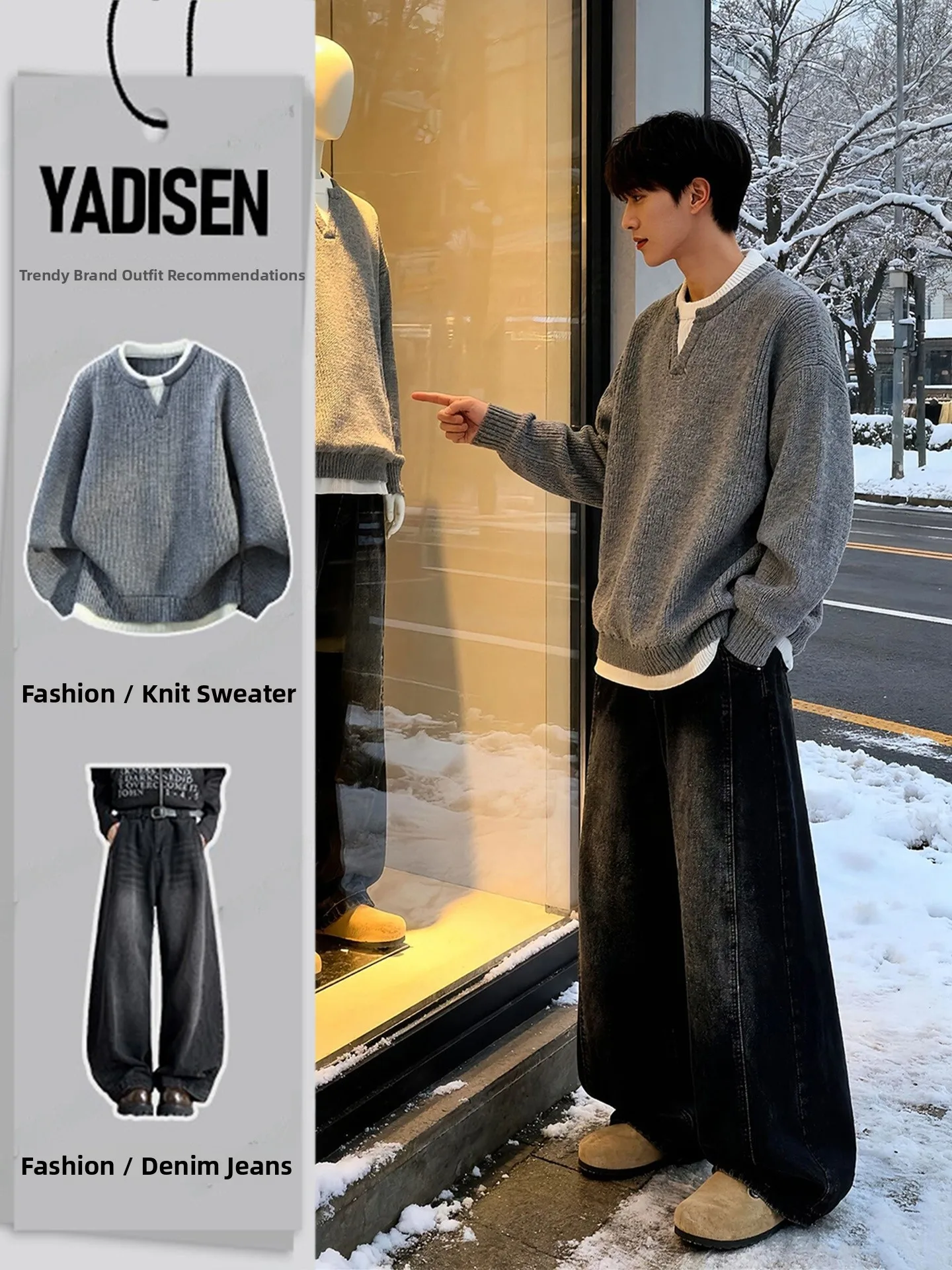 Light ey V-Ne Men's Knitwear Set Lazy Sle Inner Wear Base Layer Long Sve Winter Faion Youthful Look Casual Ensemble
Light ey V-Ne Men's Knitwear Set Lazy Sle Inner Wear Base Layer Long Sve Winter Faion Youthful Look Casual Ensemble