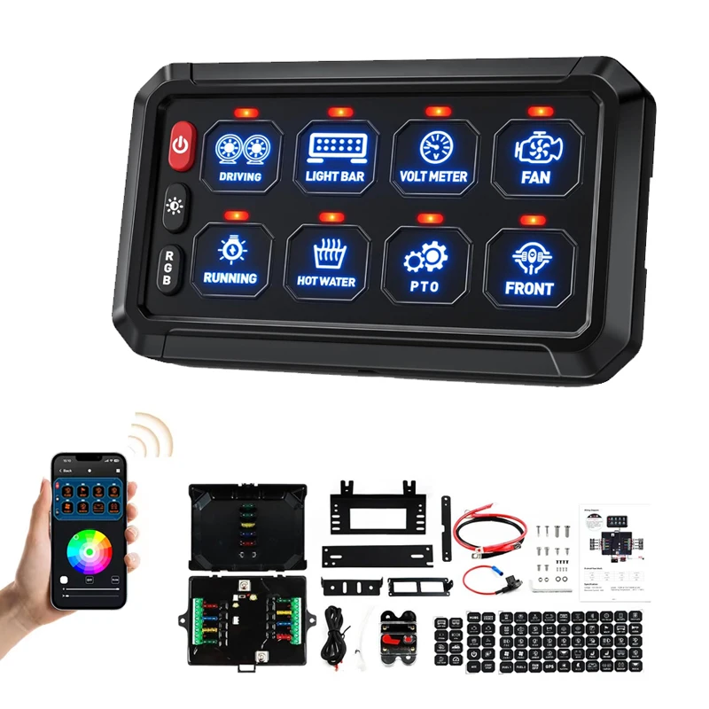 Greenshuo Boat Truck Car Accessories 12v 8 Gang Rgb Led Indicator Switch Panel With Bluetooth APP
Greenshuo Boat Truck Car Accessories 12v 8 Gang Rgb Led Indicator Switch Panel With Bluetooth APP