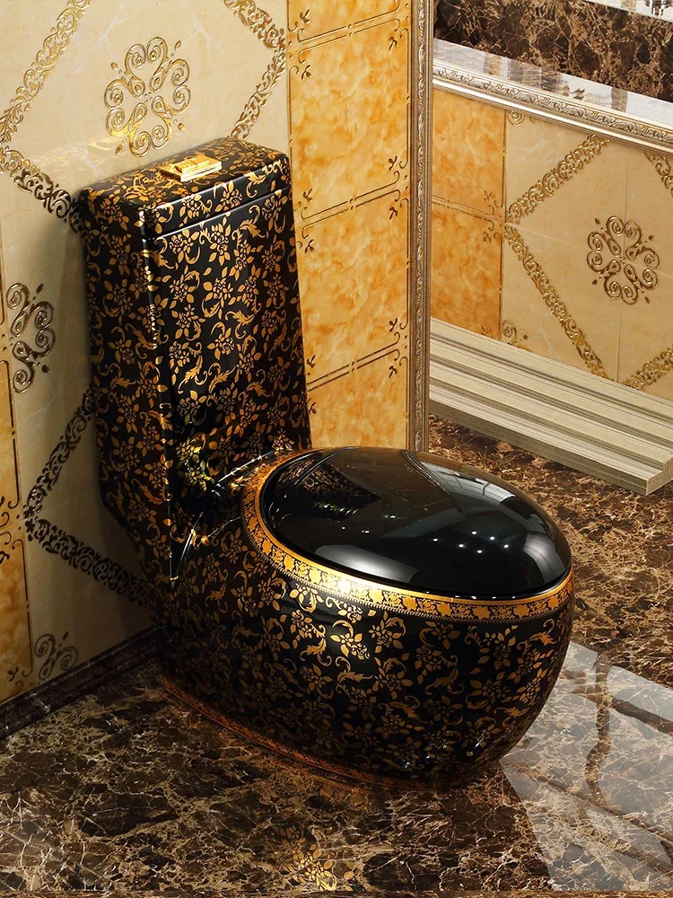 Golden toilet household egg shape creative personality black toilet water-saving color toilet
Golden toilet household egg shape creative personality black toilet water-saving color toilet