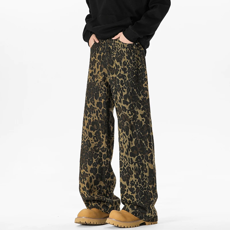 New Retro Hip-hop Leopard Print Jeans, Men's and Women's Washed Floor Pants, Fashionable Straight Leg Wide Leg Pants
New Retro Hip-hop Leopard Print Jeans, Men's and Women's Washed Floor Pants, Fashionable Straight Leg Wide Leg Pants
