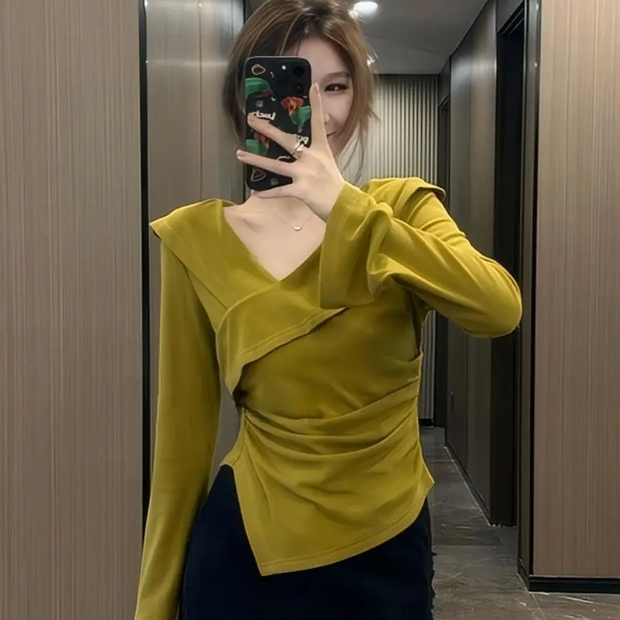 French V-Neck Long Sleeve Autumn Women's Slimming Innerwear BlouseYY142
French V-Neck Long Sleeve Autumn Women's Slimming Innerwear BlouseYY142