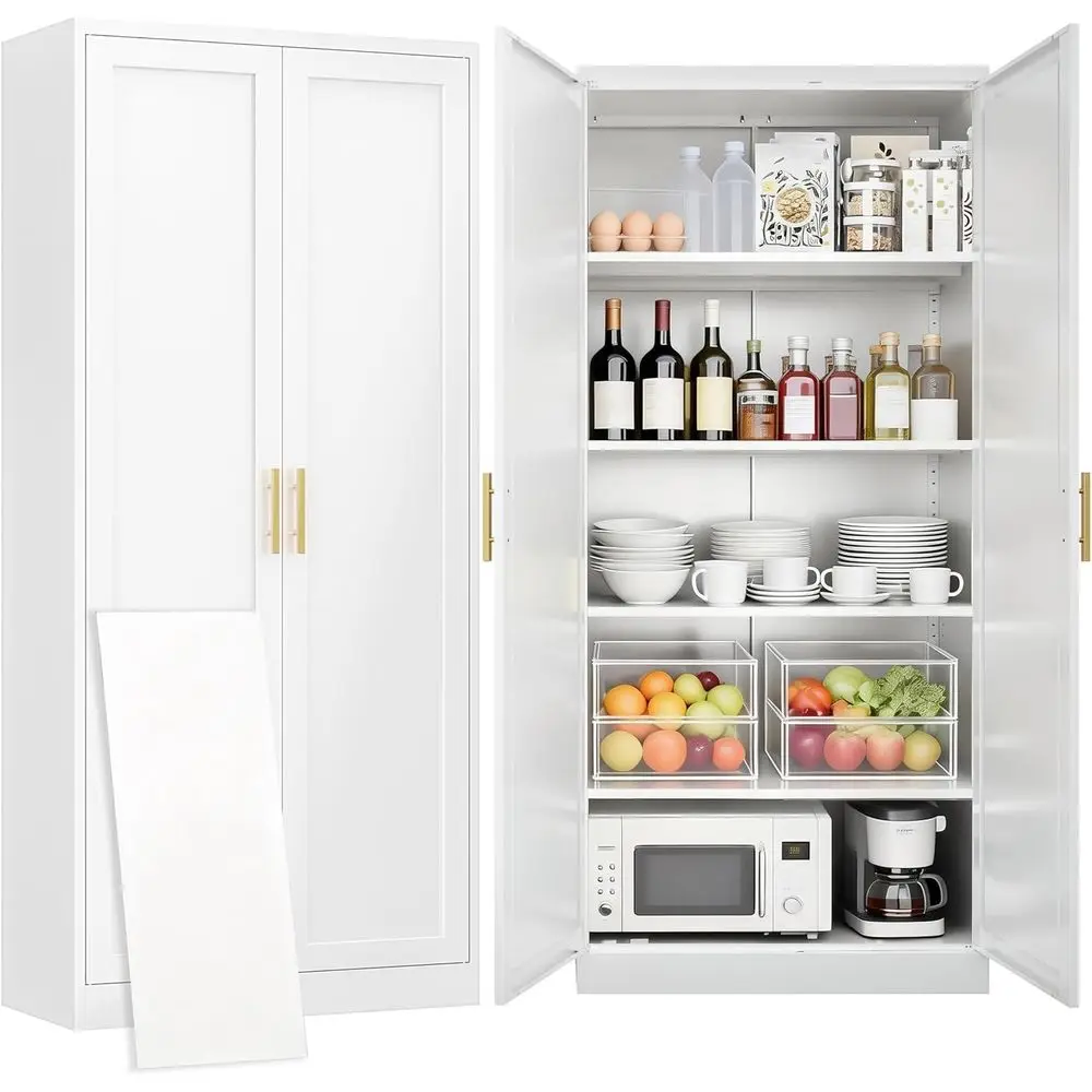 71 Tall Metal Storage Cabinet with 4 Adjustable Shelves for Kitchen, Pantry, Living & Dining Rooms
71 Tall Metal Storage Cabinet with 4 Adjustable Shelves for Kitchen, Pantry, Living & Dining Rooms