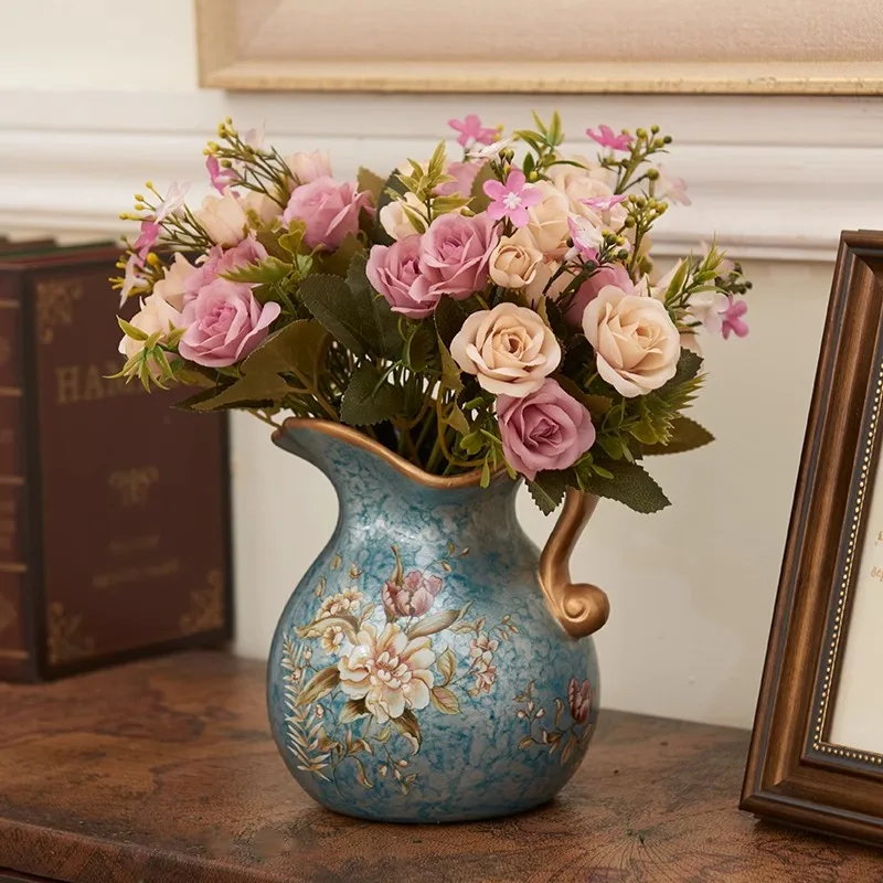 European ceramic small vase American creative living room decoration ornament simulated flower fake flower arrangement
European ceramic small vase American creative living room decoration ornament simulated flower fake flower arrangement