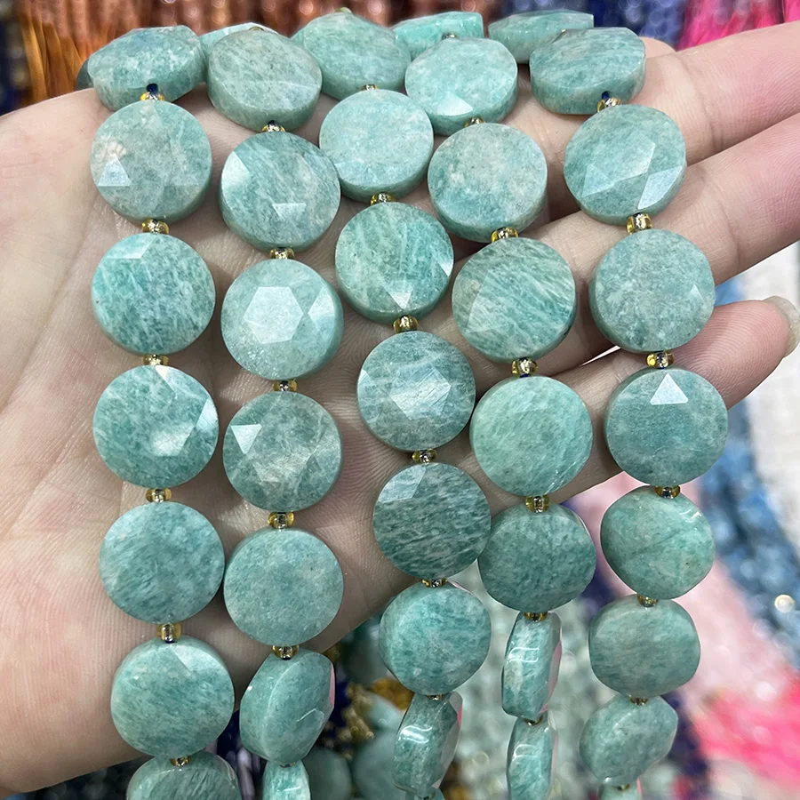 Natural Stone Amazonite Round Cake Shape Faceted Bead Loose Beads For DIY Handmade Bracelet Necklace Accessories 15'15mm
Natural Stone Amazonite Round Cake Shape Faceted Bead Loose Beads For DIY Handmade Bracelet Necklace Accessories 15'15mm