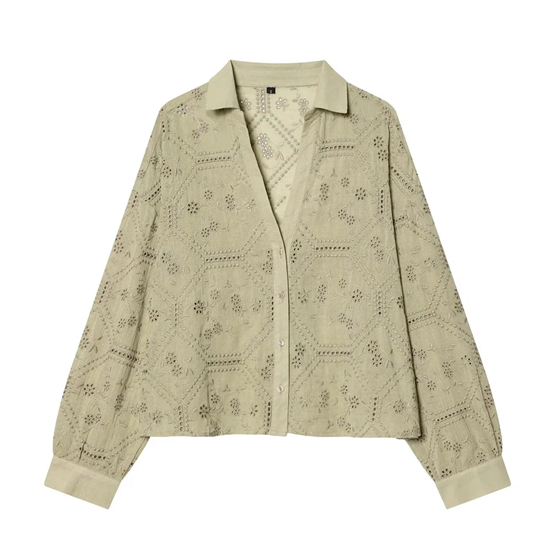 YENKYE New Fashion Hollow Out Embroidery Shirt Women Front Button Long Sleeve Casual Blouse Spring Summer Tops
YENKYE New Fashion Hollow Out Embroidery Shirt Women Front Button Long Sleeve Casual Blouse Spring Summer Tops