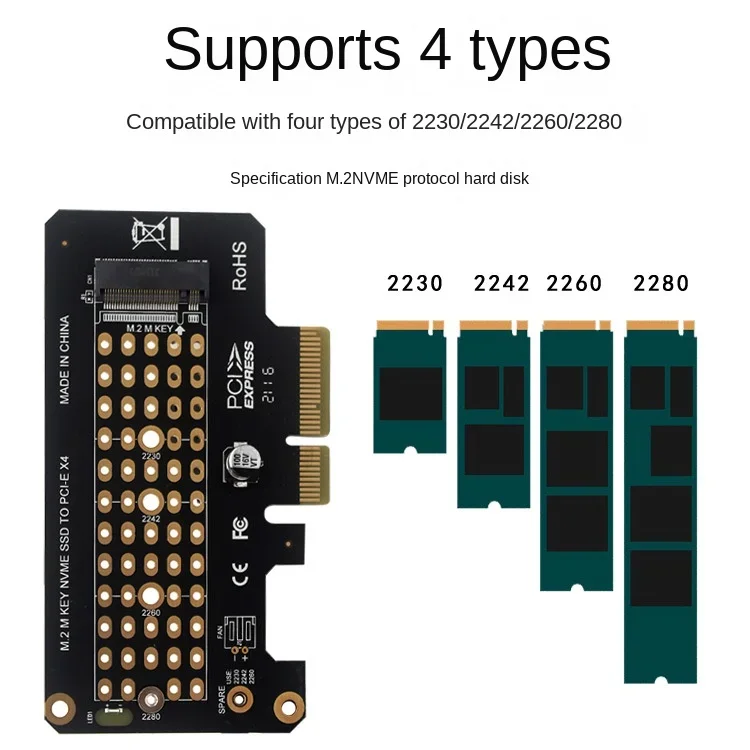 Riser M.2 NVME to PCIe 4.0 3.0 x4 Adapter, M.2 NVME SSD to PCI-e 4x Host Controller Expansion Card 2280, 2260, 2242, 2230 SSD
Riser M.2 NVME to PCIe 4.0 3.0 x4 Adapter, M.2 NVME SSD to PCI-e 4x Host Controller Expansion Card 2280, 2260, 2242, 2230 SSD