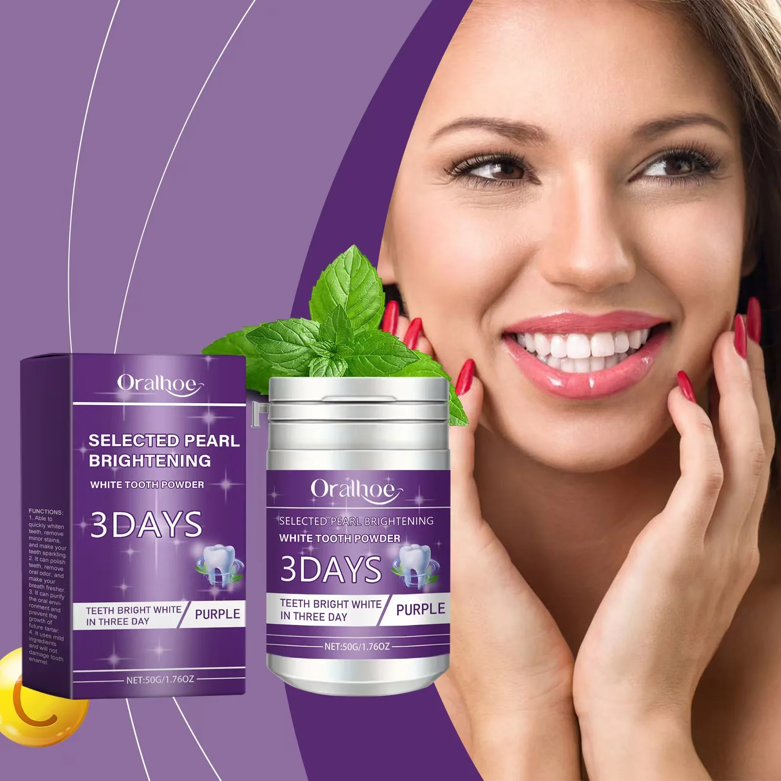 Purple tooth powder daily care for oral hygiene, fresh breath, clean odor care for teeth powder
Purple tooth powder daily care for oral hygiene, fresh breath, clean odor care for teeth powder