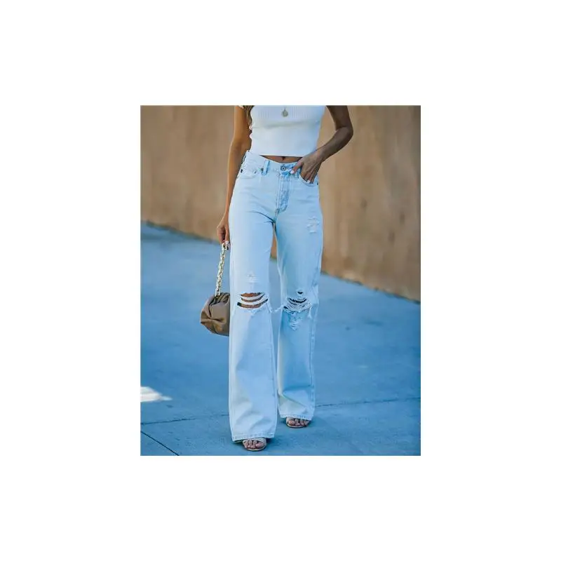 Washed Casual Women's Jeans High Waist Straight Leg Denim Pants Tear Hole Design Lightweight Fashionable Mid-aged Women
Washed Casual Women's Jeans High Waist Straight Leg Denim Pants Tear Hole Design Lightweight Fashionable Mid-aged Women
