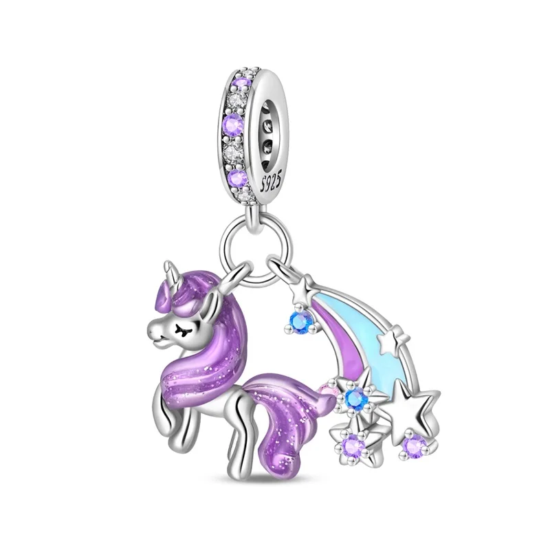 925 Sterling Silver Dreamy Rainbow Unicorn Zircon Charms Pendant Fit 3mm Original Bracelet DIY Women Birthday Party Jewelry Gift
925 Sterling Silver Dreamy Rainbow Unicorn Zircon Charms Pendant Fit 3mm Original Bracelet DIY Women Birthday Party Jewelry Gift