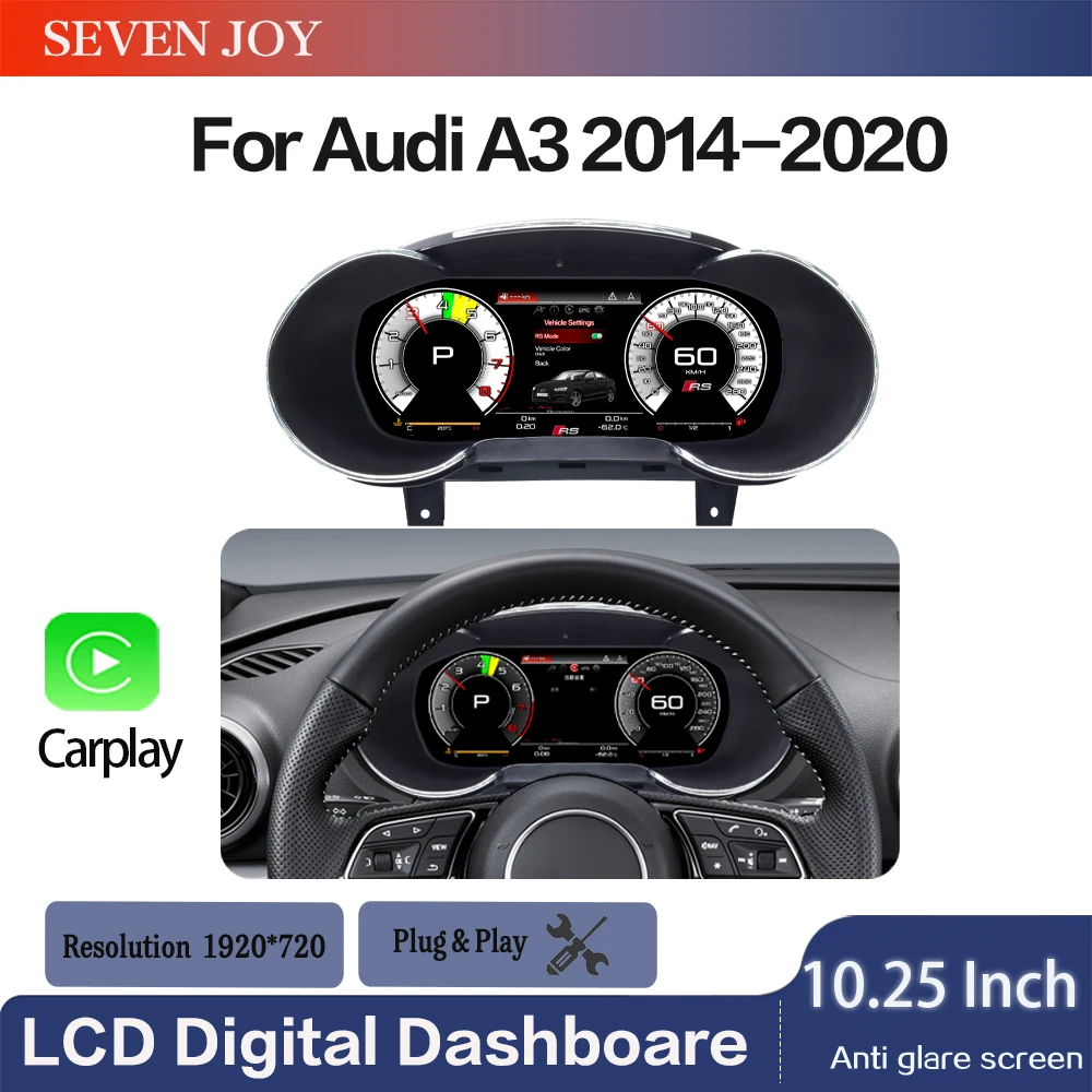 10.25-inch HD screen for Audi A3 2014-2020 speedometer, dashboard, plug and play, HD LCD digital instrument panel
10.25-inch HD screen for Audi A3 2014-2020 speedometer, dashboard, plug and play, HD LCD digital instrument panel