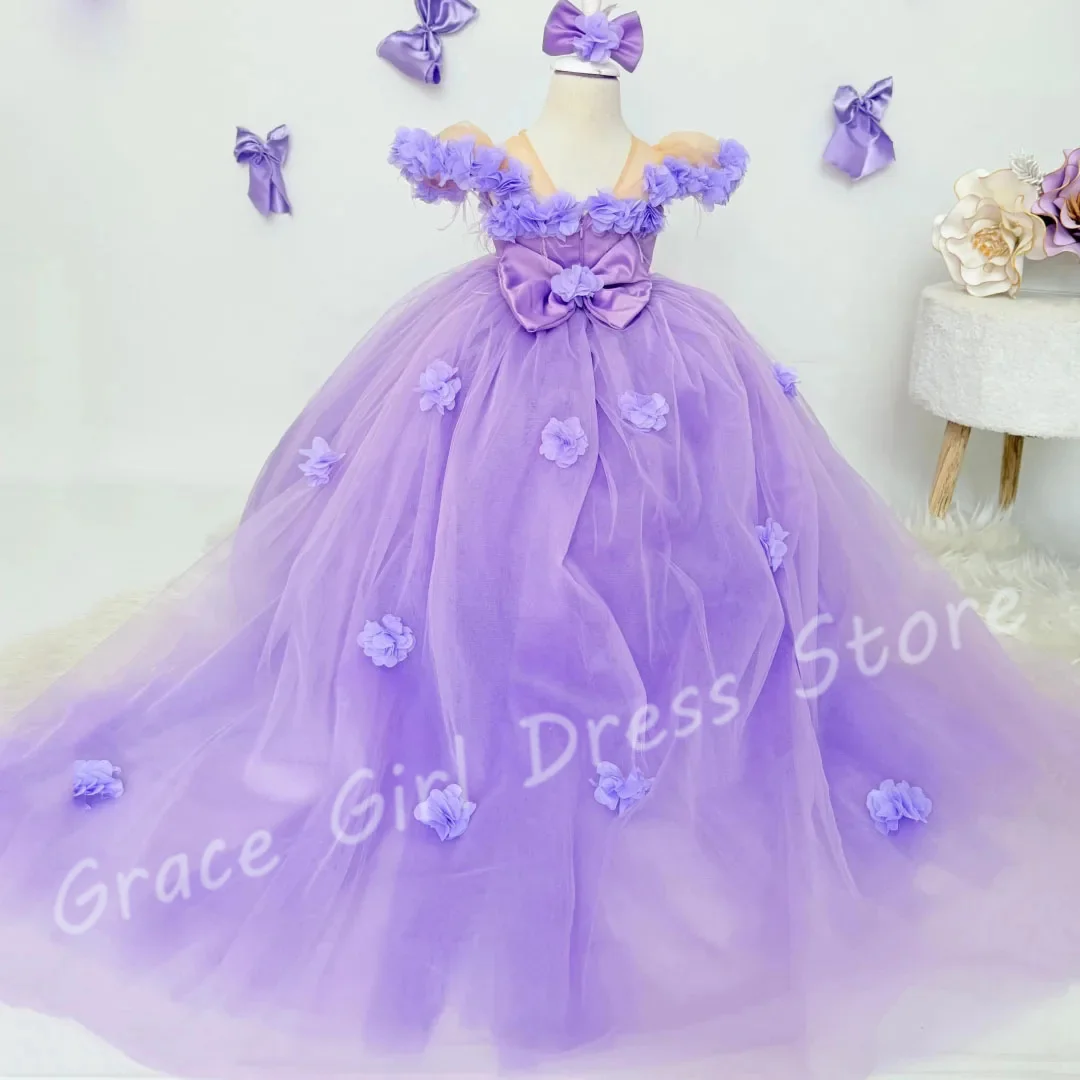 Customized Lavender Flower Girl Dresses For Wedding 3D Flowers Tulle Short Sleeves Feather Gorgeous Kids Birthday Pageant Gown
Customized Lavender Flower Girl Dresses For Wedding 3D Flowers Tulle Short Sleeves Feather Gorgeous Kids Birthday Pageant Gown