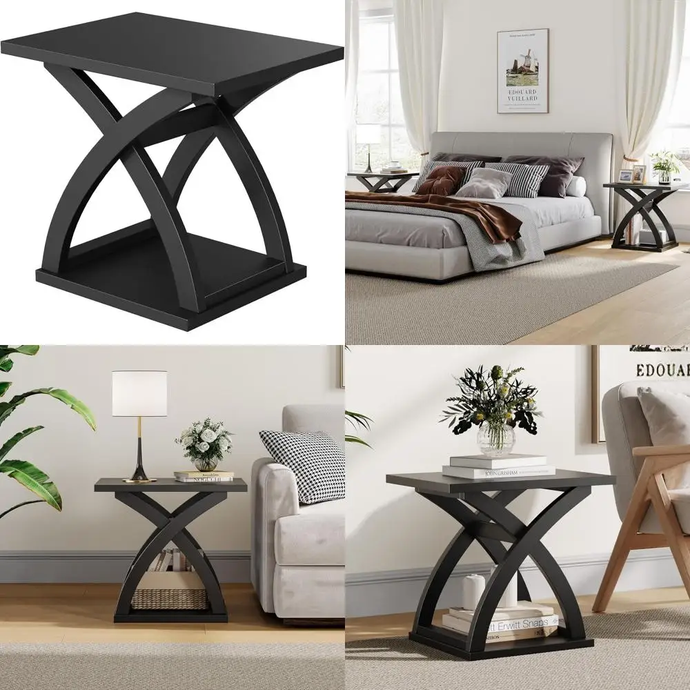 Черный приставной столик X-Design для гостиной с полкой для хранения
Черный приставной столик X-Design для гостиной с полкой для хранения