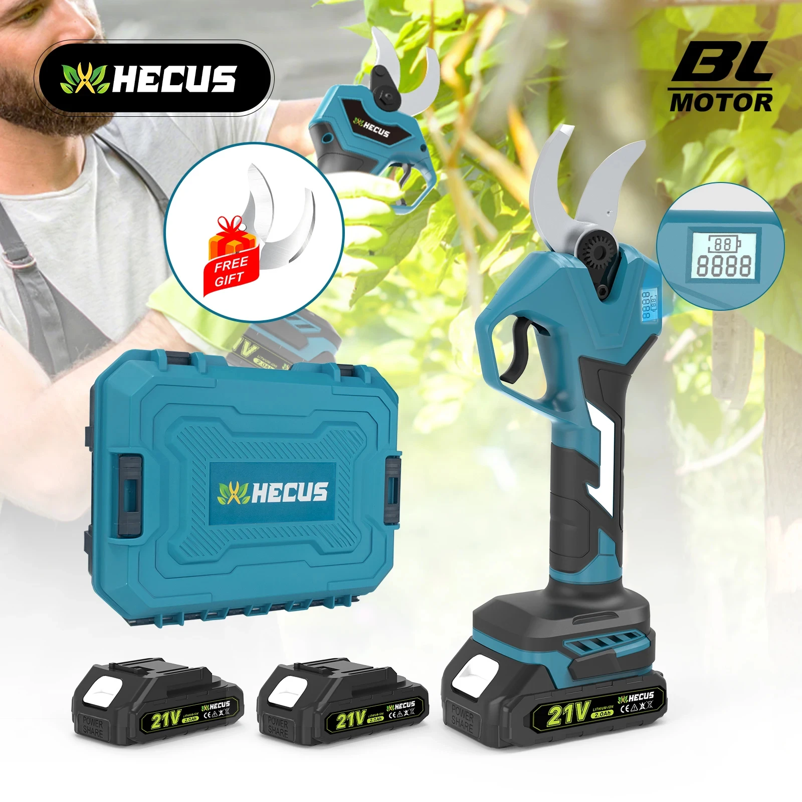 Gisam 40mm Brushless Electric Pruning Shears 2 Gears Cordless Rechargeable Fruit Tree Bonsai Pruning For Makita 18V Battery
Gisam 40mm Brushless Electric Pruning Shears 2 Gears Cordless Rechargeable Fruit Tree Bonsai Pruning For Makita 18V Battery