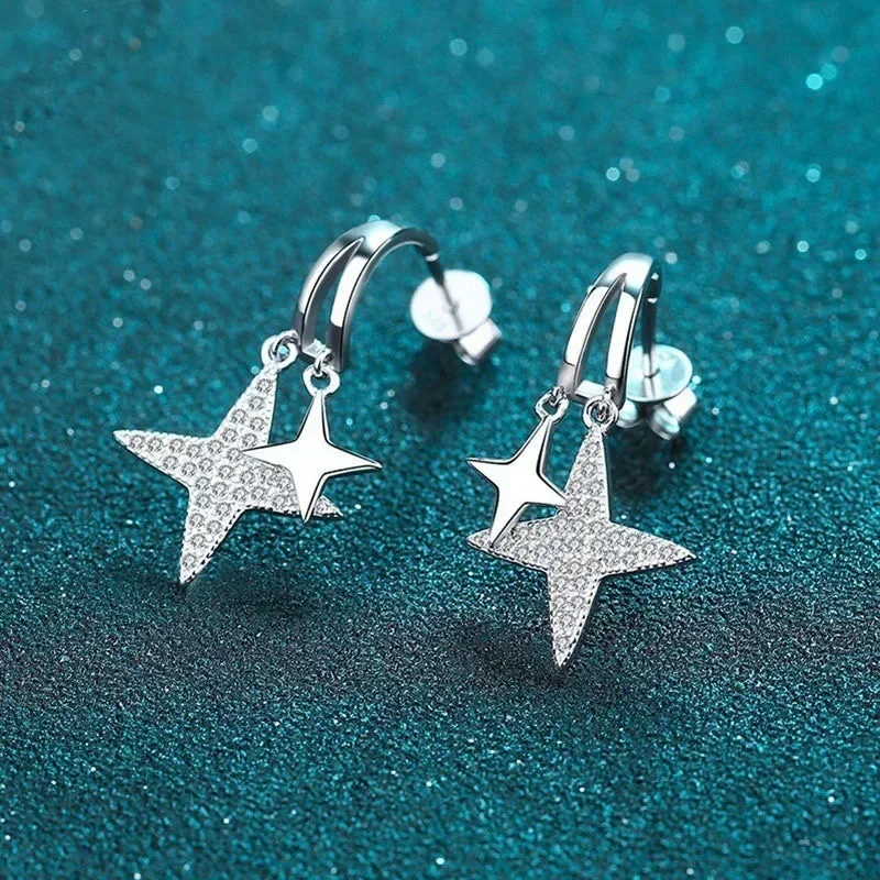 Lovely Stars Style Total 0.44ct Moissanite Diamond Earrings for Girls, Shiny Platinum Drop Earrings Fine Jewelry for Women Ins
Lovely Stars Style Total 0.44ct Moissanite Diamond Earrings for Girls, Shiny Platinum Drop Earrings Fine Jewelry for Women Ins