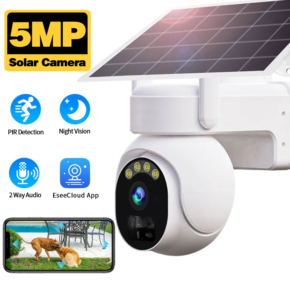 5MP PTZ WIFI solar camera Low frequency survey panel built-in battery surveillance camera Outdoor waterproof PIR human detection
5MP PTZ WIFI solar camera Low frequency survey panel built-in battery surveillance camera Outdoor waterproof PIR human detection