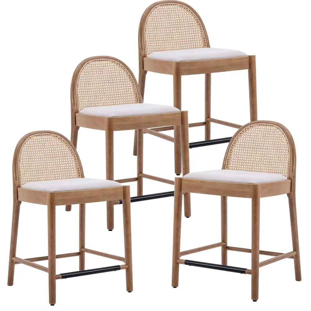 Rattan Bar Stools Set of 4, Modern 30 Inches Counter Height Bar Stools with Rattan Backrests and Wood Legs, Upholstered Linen K
Rattan Bar Stools Set of 4, Modern 30 Inches Counter Height Bar Stools with Rattan Backrests and Wood Legs, Upholstered Linen K