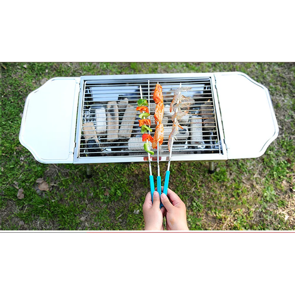 10 PCS Stainless Steel BBQ Barbecue Kabob Flat Silicone Handle Grilling Skewers Set Reusable BBQ Sticks
10 PCS Stainless Steel BBQ Barbecue Kabob Flat Silicone Handle Grilling Skewers Set Reusable BBQ Sticks