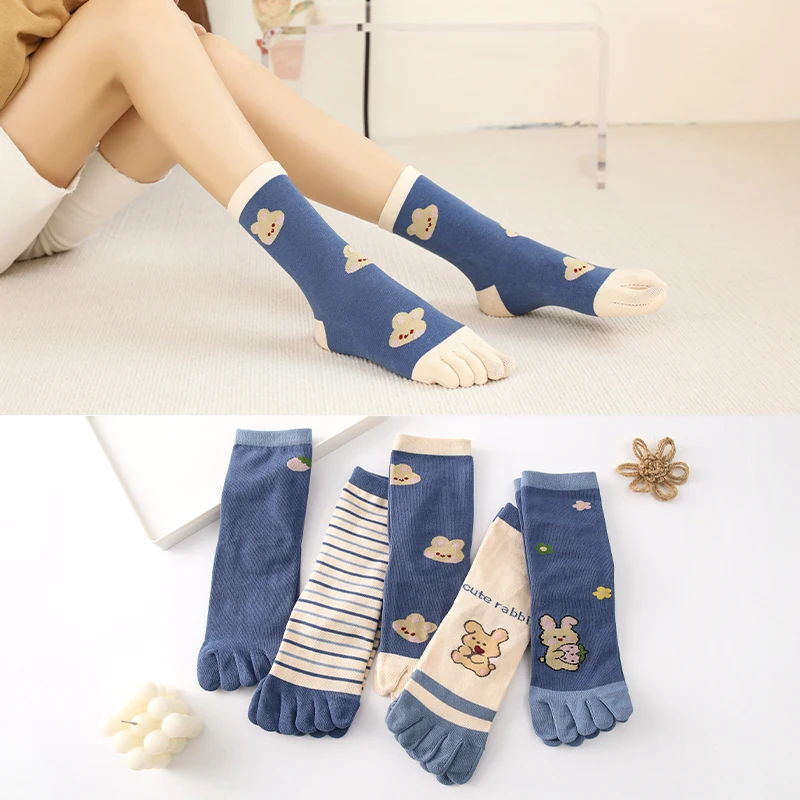 Women Five-finger Socks Cotton High Middle Tube Cartoon Socks Set Casual Blue 5 Toe Socks
Women Five-finger Socks Cotton High Middle Tube Cartoon Socks Set Casual Blue 5 Toe Socks