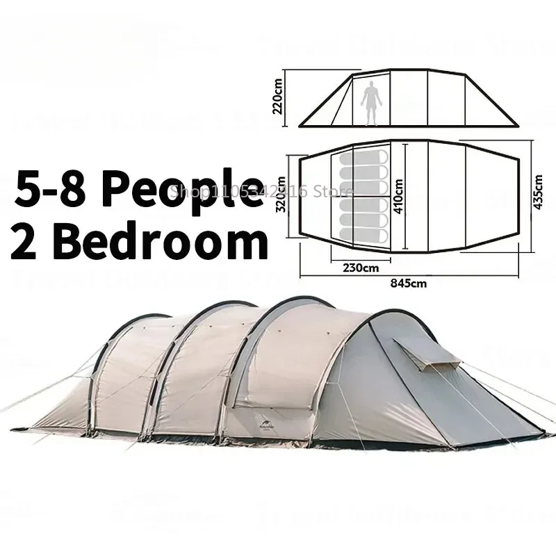 5-8 Person Outdoor Tunnel Camping Tent, 150D PU3000mm Waterproof With 2 Bedrooms & Snow Skirt For Garden Hiking Use
5-8 Person Outdoor Tunnel Camping Tent, 150D PU3000mm Waterproof With 2 Bedrooms & Snow Skirt For Garden Hiking Use