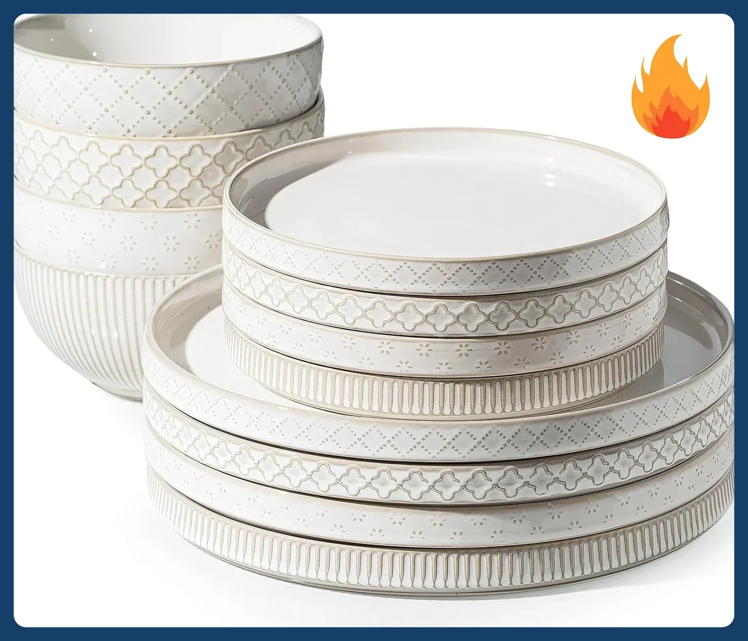 Dinnerware Sets, Plates and Bowls Sets (10.5” Dish + 8” Dish + 6” Bowl) for 4, Microwave Dishwasher Safe, 12 PCS Ceramic Dinnerw
Dinnerware Sets, Plates and Bowls Sets (10.5” Dish + 8” Dish + 6” Bowl) for 4, Microwave Dishwasher Safe, 12 PCS Ceramic Dinnerw