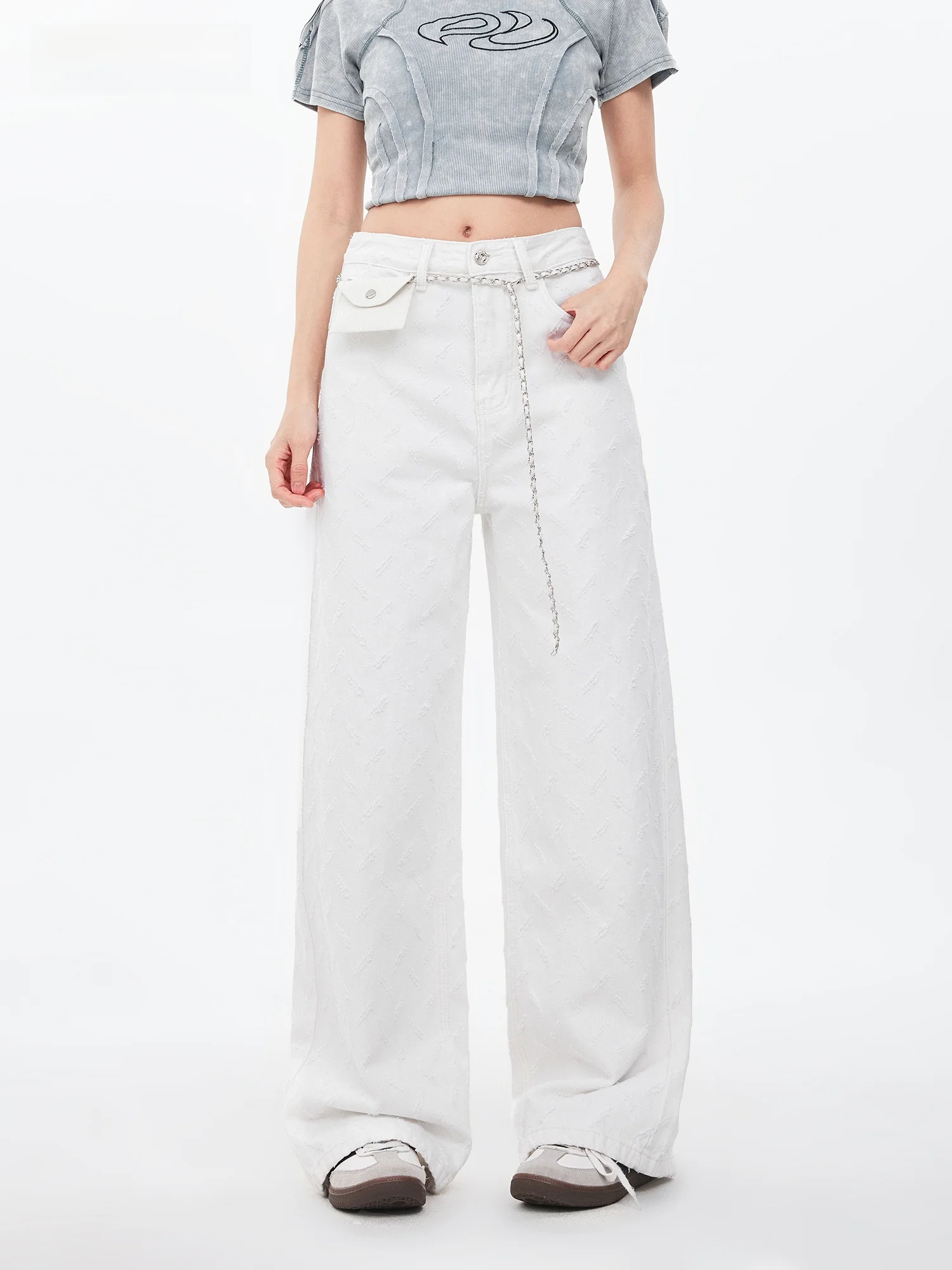 White Wide Leg Jeans Women's Fashion Washed Casual Denim Pants Loose Fit Tassel Trimmed Cargo Pocket Spring Summer New Arrivals
White Wide Leg Jeans Women's Fashion Washed Casual Denim Pants Loose Fit Tassel Trimmed Cargo Pocket Spring Summer New Arrivals