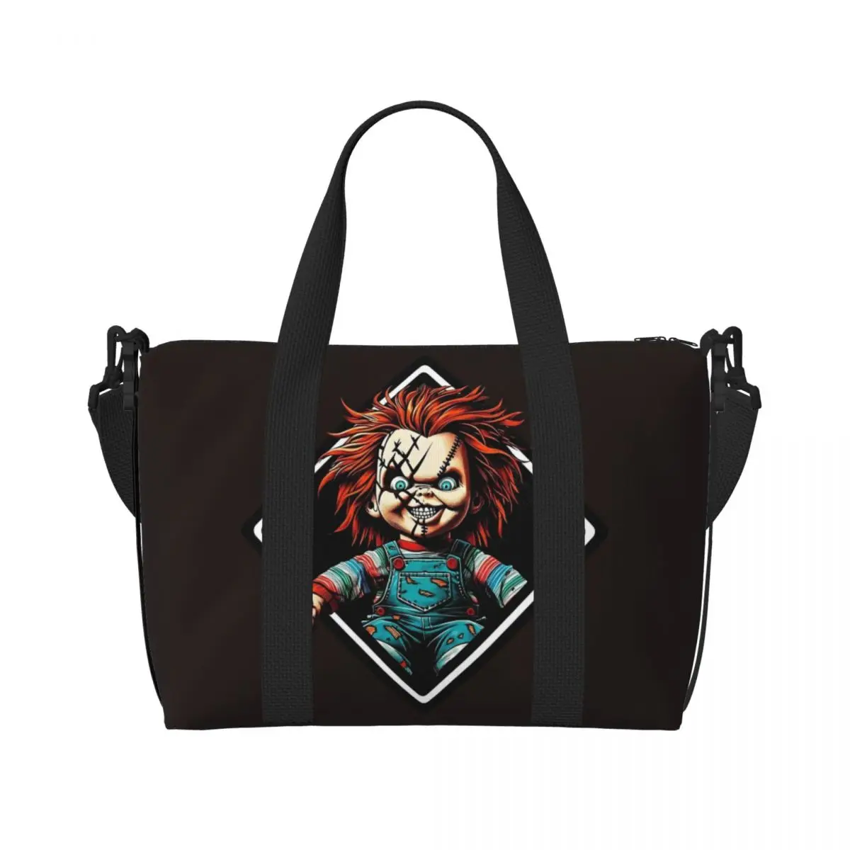 Изготовленная на заказ детская сумка-тоут Чаки для женщин, большая вместительная дорожная сумка для пляжного спортзала из фильма ужасов
Изготовленная на заказ детская сумка-тоут Чаки для женщин, большая вместительная дорожная сумка для пляжного спортзала из фильма ужасов