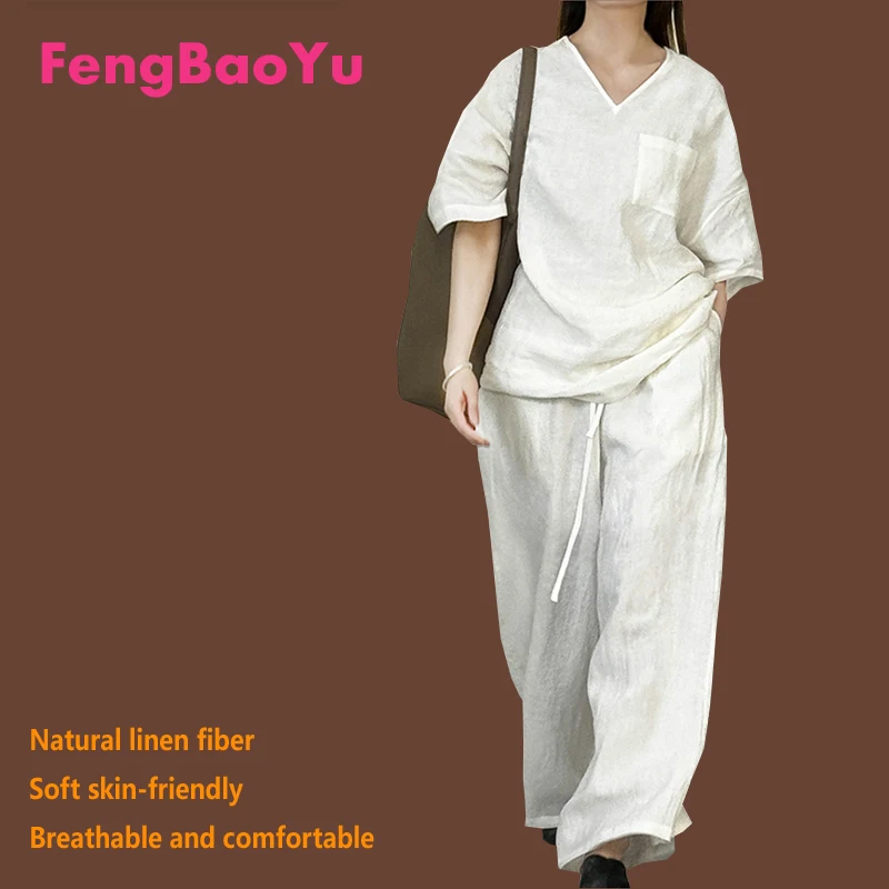 Женский комплект из натурального льна Fengbaoyu — футболка с коротким рукавом и длинные брюки, состоящий из 2 предметов, свободный и удобный для отдыха на свежем воздухе
Женский комплект из натурального льна Fengbaoyu — футболка с коротким рукавом и длинные брюки, состоящий из 2 предметов, свободный и удобный для отдыха на свежем воздухе