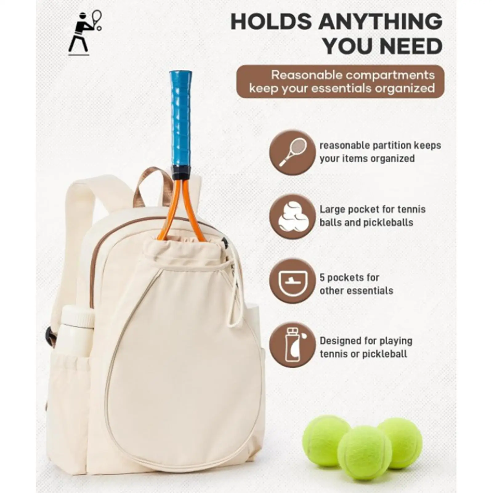 Pickleball Backpack Holds 2 Rackets Sports Pack With Shoe Compartment And Waterproof Pocket Gym Backpack For Training Fitness
Pickleball Backpack Holds 2 Rackets Sports Pack With Shoe Compartment And Waterproof Pocket Gym Backpack For Training Fitness