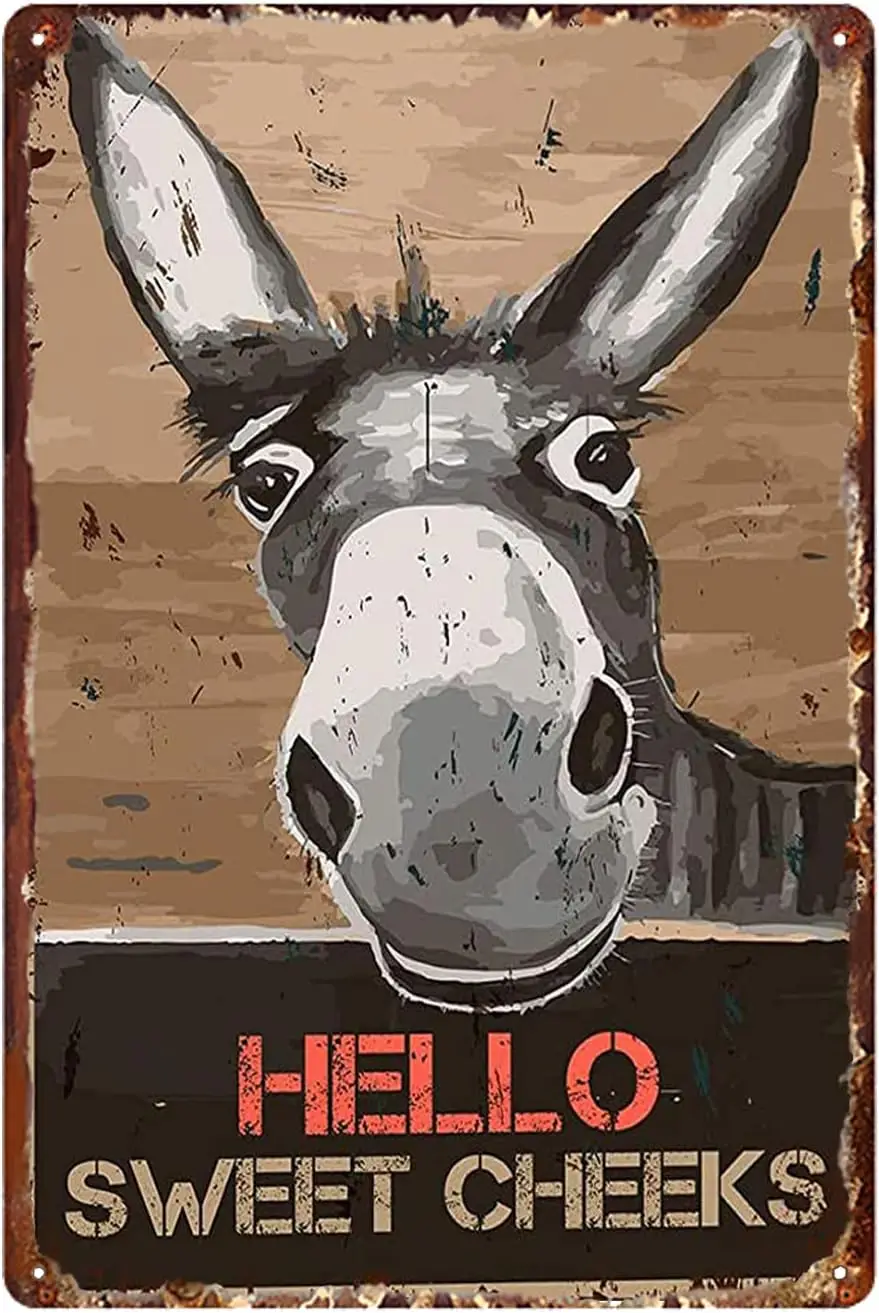 Metal Tin Sign Funny Donkey Bathroom Vintage Tin Signs Hello Sweet Cheeks - for Toilet Bathroom Washroom Decor Gifts
Metal Tin Sign Funny Donkey Bathroom Vintage Tin Signs Hello Sweet Cheeks - for Toilet Bathroom Washroom Decor Gifts