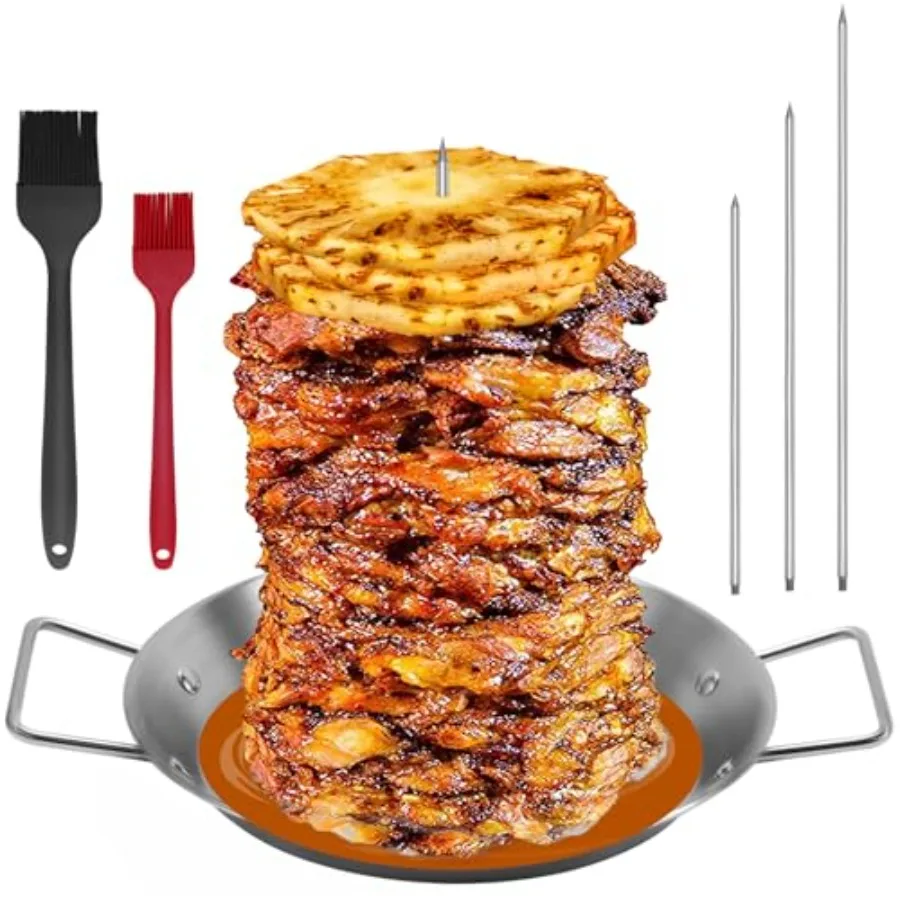 Stainless Steel Vertical Skewer for Grill Al Pastor Skewer with 3 Spikes in 8 10 12 Sizes and Cleaning Brushes Ideal for Prepar
Stainless Steel Vertical Skewer for Grill Al Pastor Skewer with 3 Spikes in 8 10 12 Sizes and Cleaning Brushes Ideal for Prepar