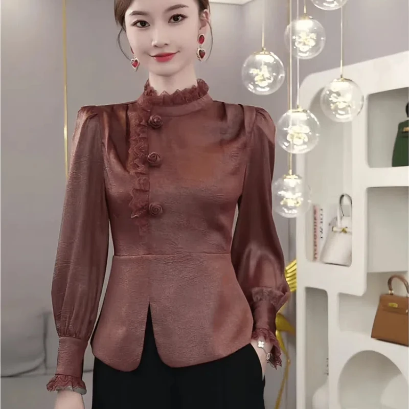 Осенняя женская новинка 2024, легкая, роскошная, модная, темпераментная, белая, красная, коричневая, топ с длинными рукавами, французская рубашка, женская
Осенняя женская новинка 2024, легкая, роскошная, модная, темпераментная, белая, красная, коричневая, топ с длинными рукавами, французская рубашка, женская