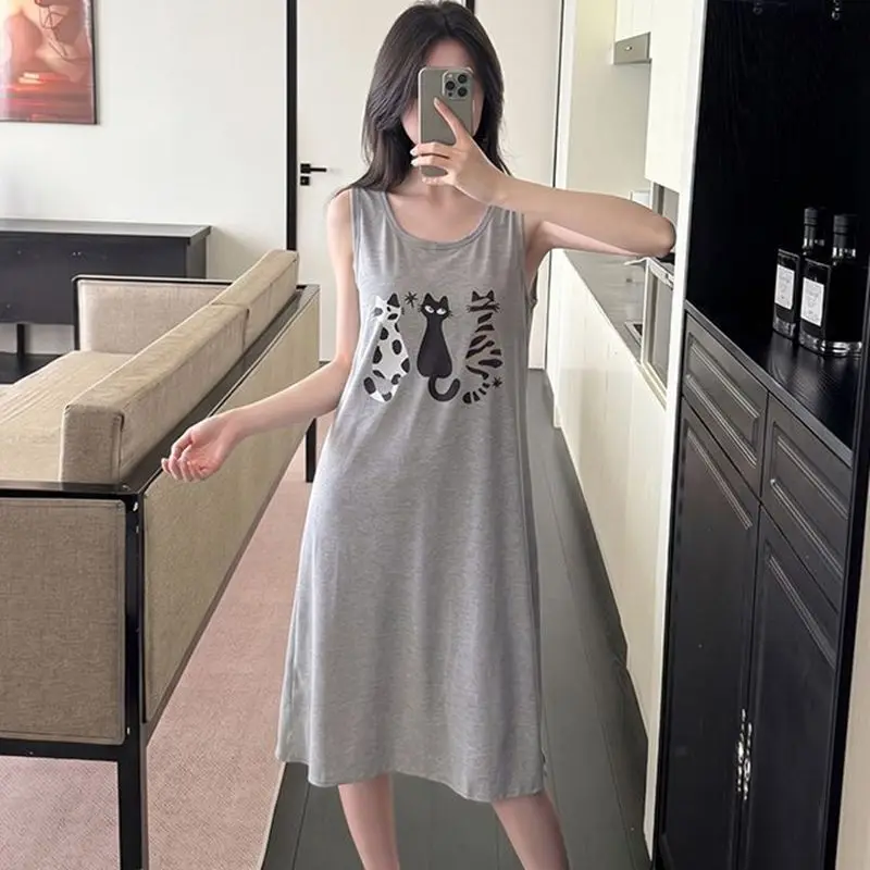 2026 Summer Sleeveless 100% Cotton Vest Nightgowns for Women Korean Cute Cartoon Sleepwear Night Dress Nightdress Home Nighty
2026 Summer Sleeveless 100% Cotton Vest Nightgowns for Women Korean Cute Cartoon Sleepwear Night Dress Nightdress Home Nighty