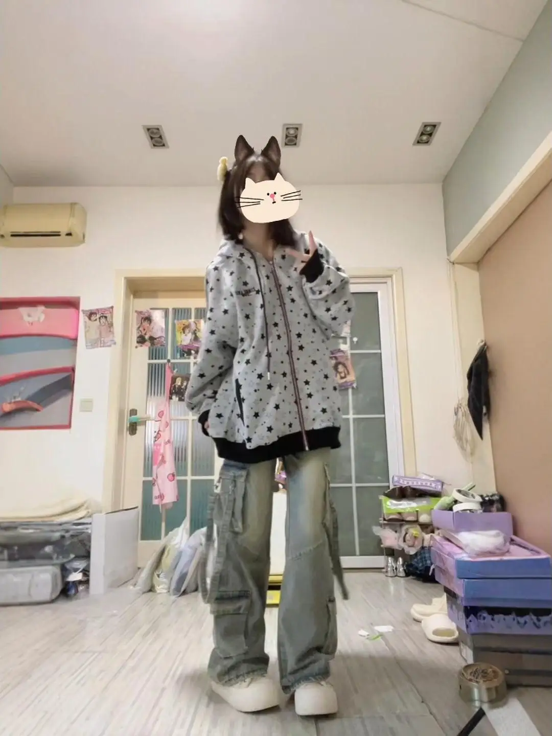 Gray Zipper Hoodie Women's Autumn Winter Loose Open Cardigan Jacket American College Style Star Print Casual Streetwear
Gray Zipper Hoodie Women's Autumn Winter Loose Open Cardigan Jacket American College Style Star Print Casual Streetwear